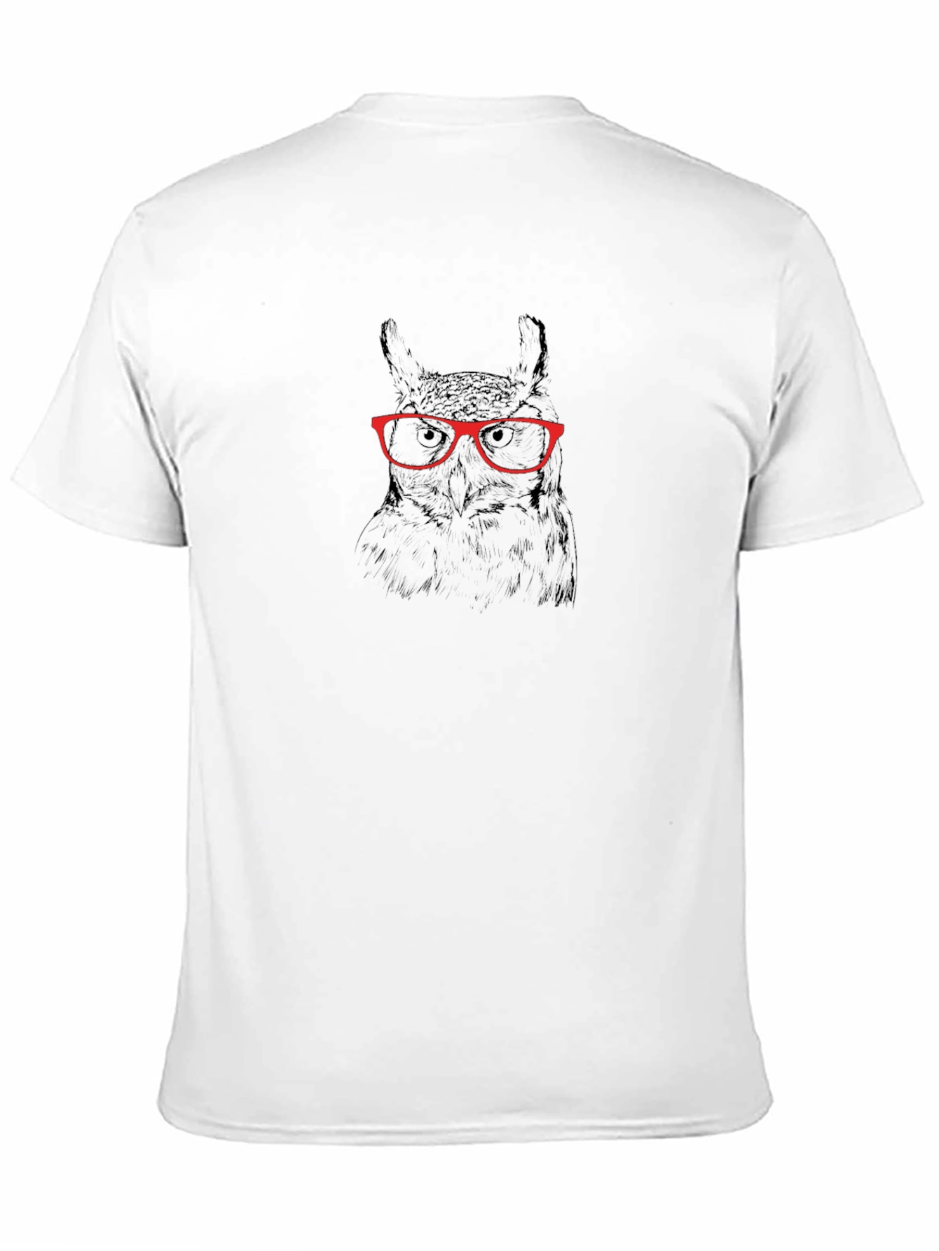Owl with Glasses Graphic Tee - Black Cotton T-Shirt