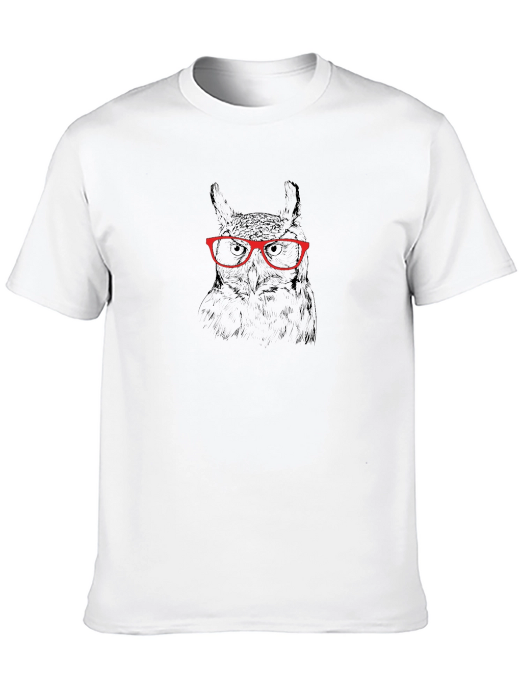 Owl with Glasses Graphic Tee - Black Cotton T-Shirt