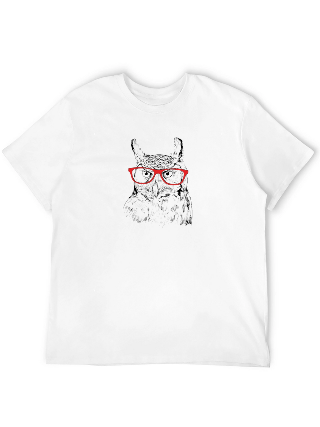 Owl with Glasses Graphic Tee - Black Cotton T-Shirt