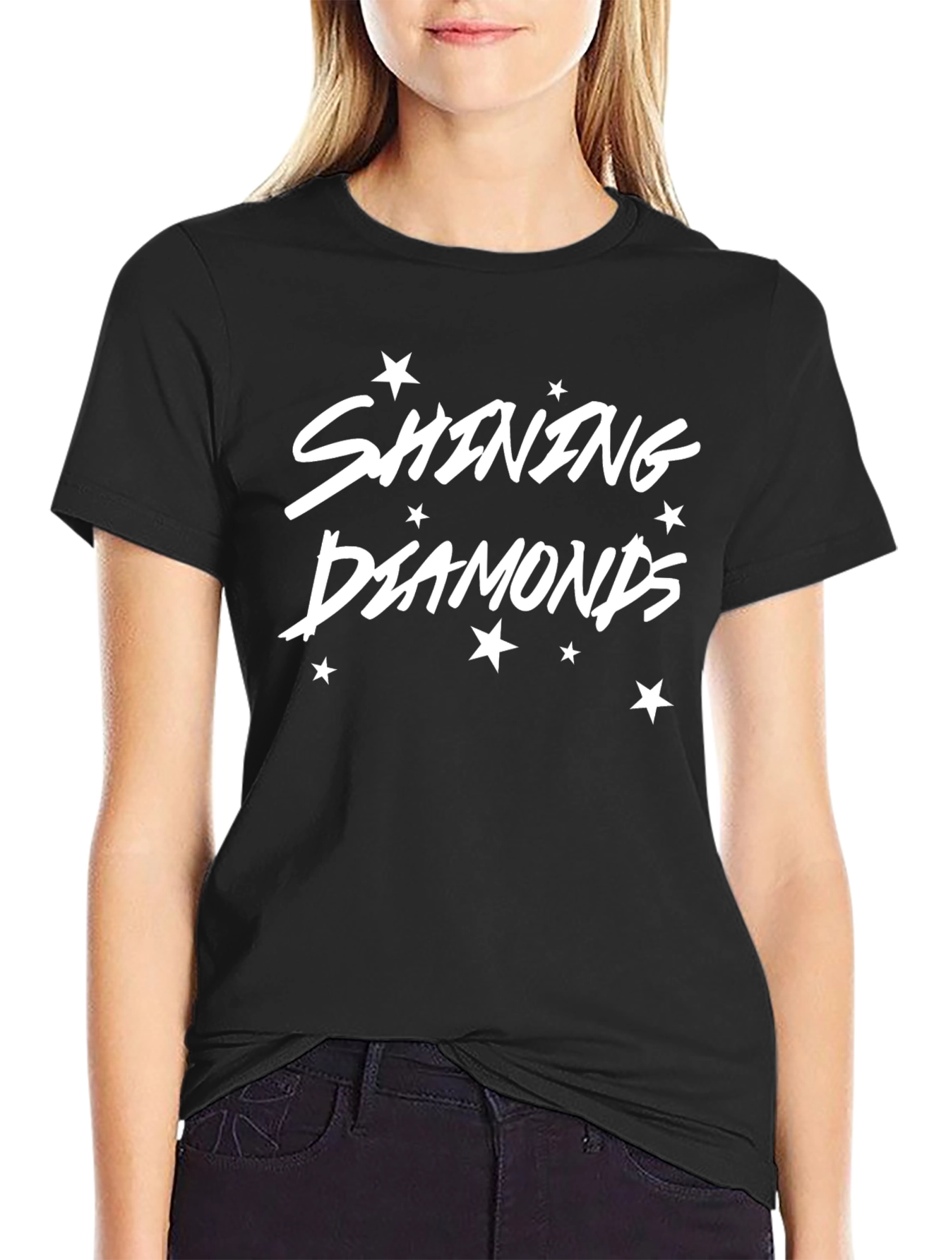 Shining Diamonds Graphic Tee - Stylish Black T-Shirt