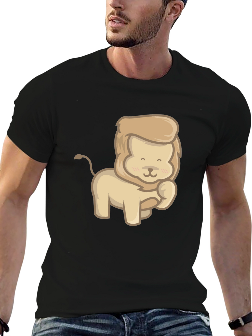 Cute Lion Graphic Tee - Unisex Black T-Shirt