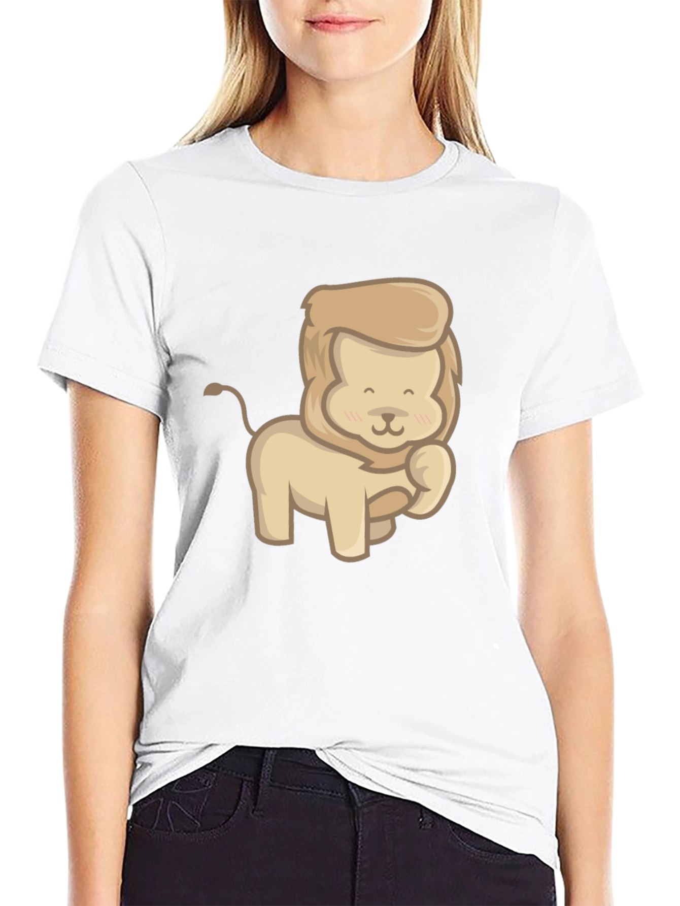 Cute Lion Graphic Tee - Unisex Black T-Shirt