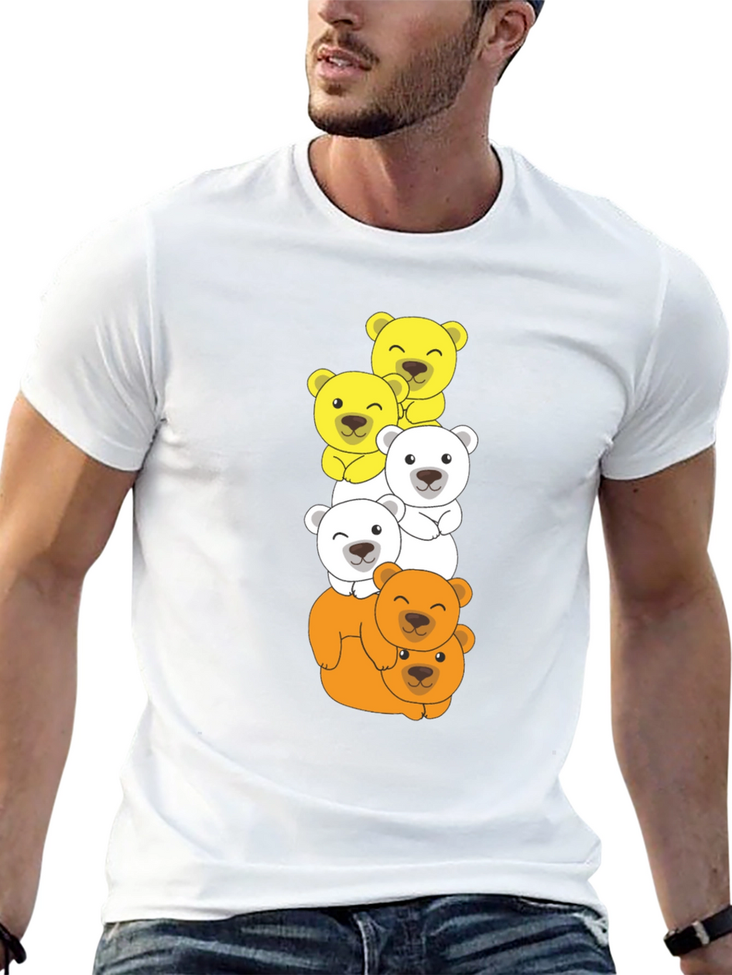 Stacked Bear T-Shirt - Cartoon Animal Tee
