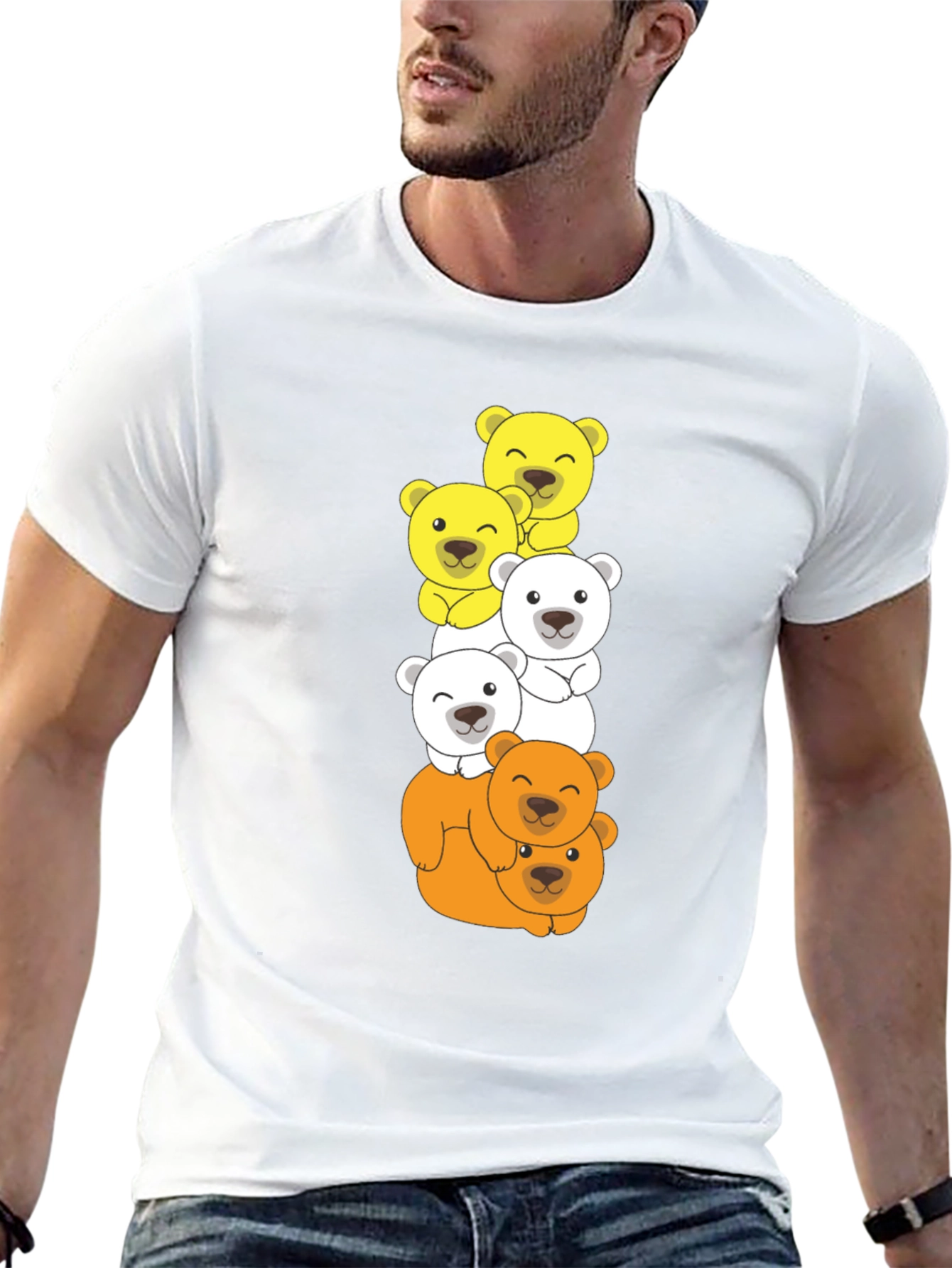 Stacked Bear T-Shirt - Cartoon Animal Tee