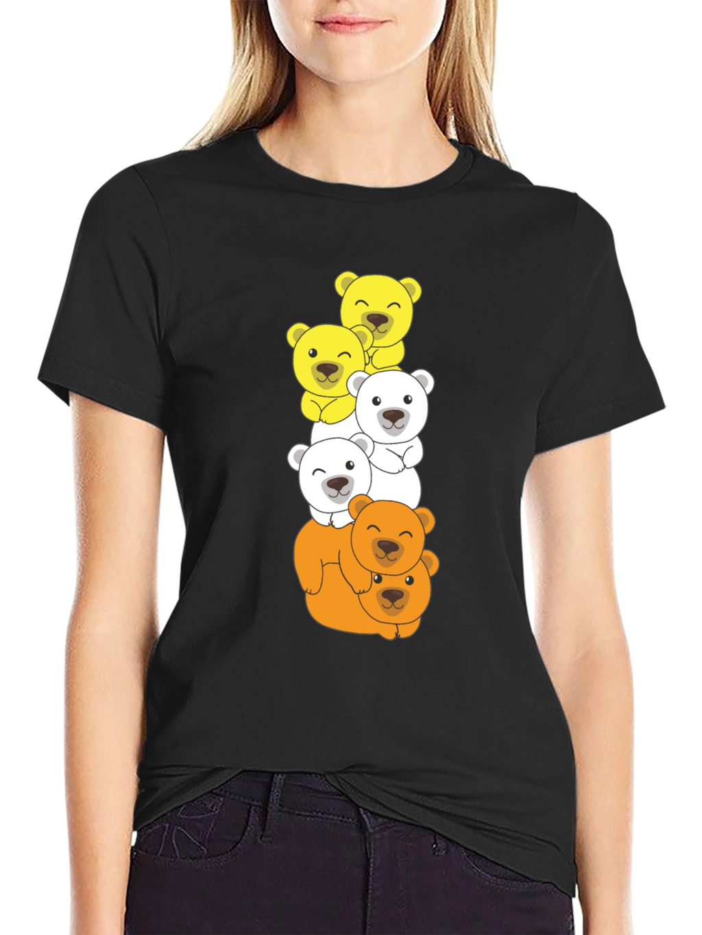 Stacked Bear T-Shirt - Cartoon Animal Tee