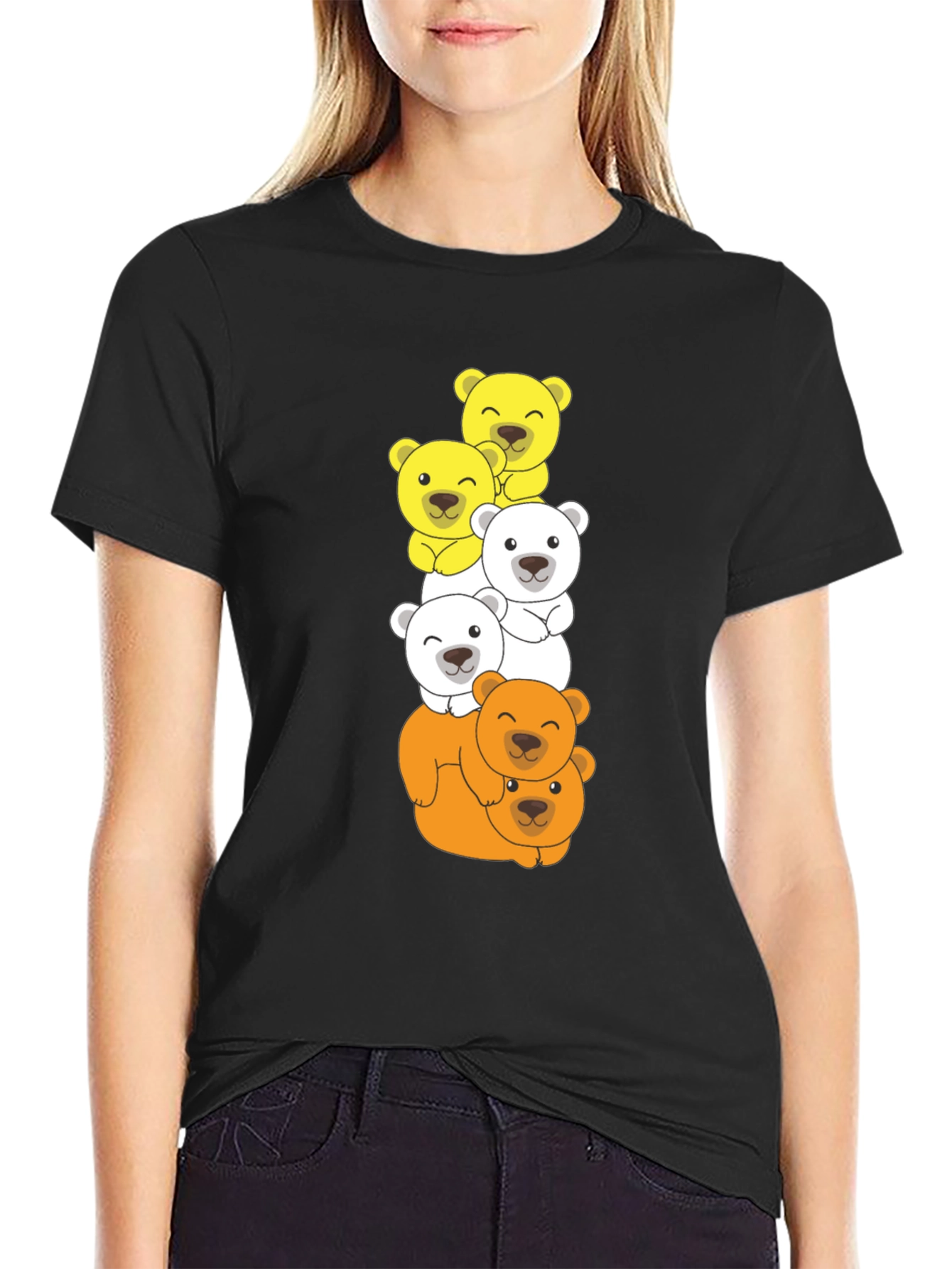 Stacked Bear T-Shirt - Cartoon Animal Tee