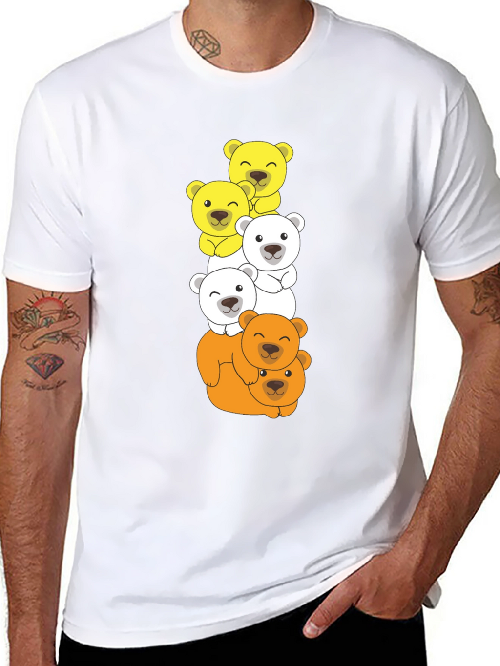 Stacked Bear T-Shirt - Cartoon Animal Tee