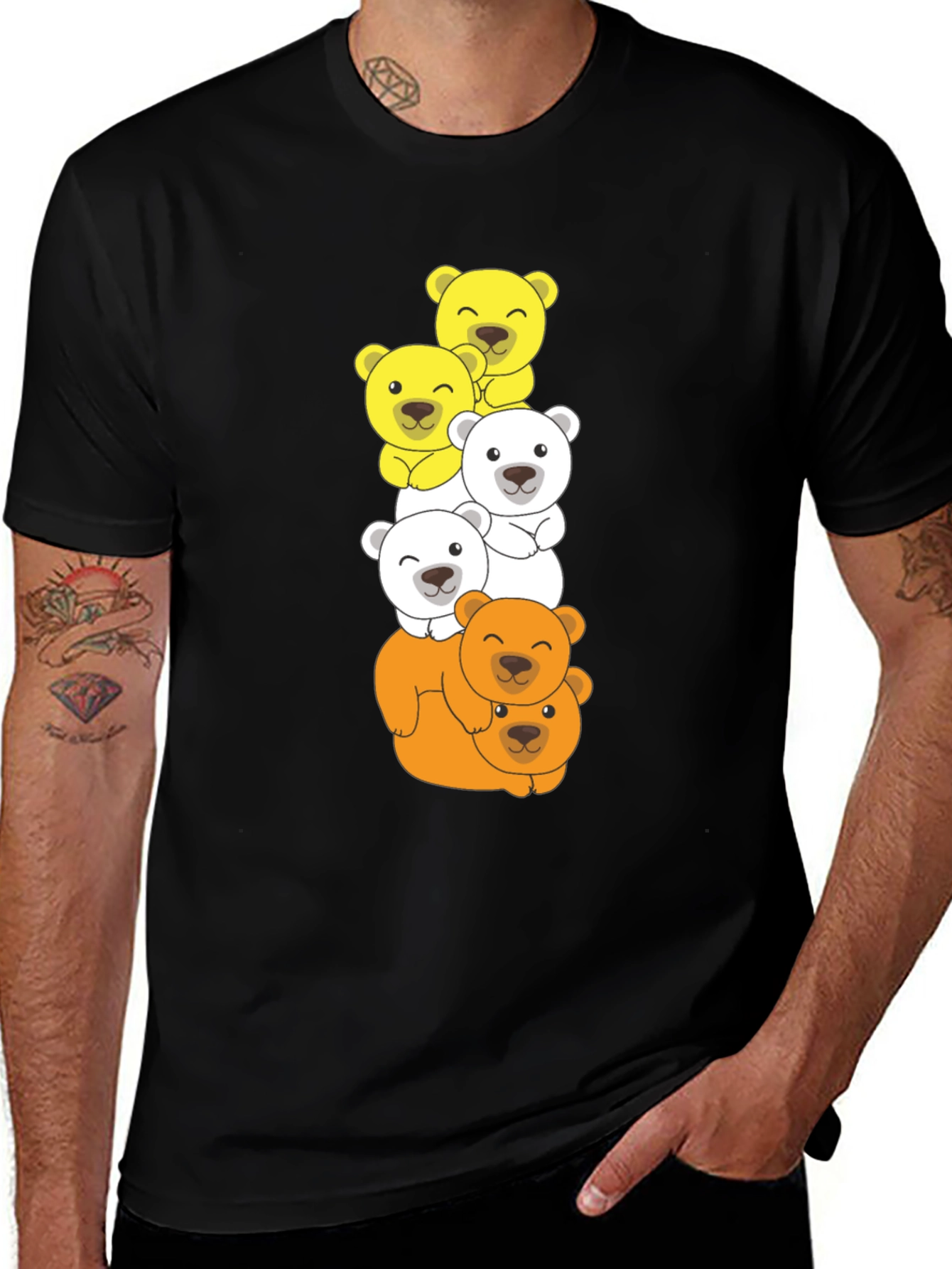 Stacked Bear T-Shirt - Cartoon Animal Tee