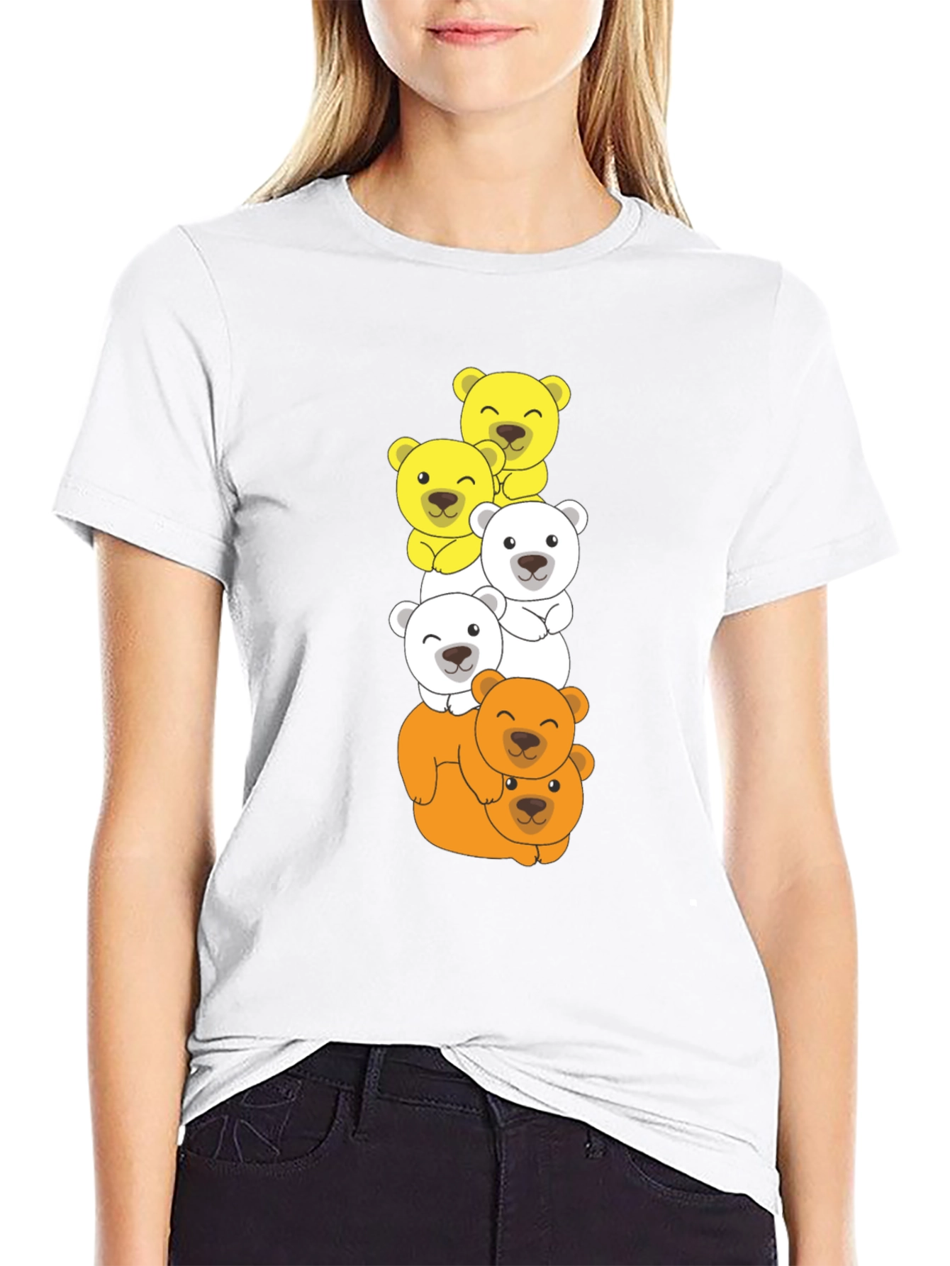 Stacked Bear T-Shirt - Cartoon Animal Tee