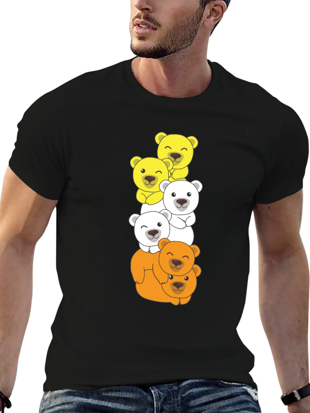 Stacked Bear T-Shirt - Cartoon Animal Tee