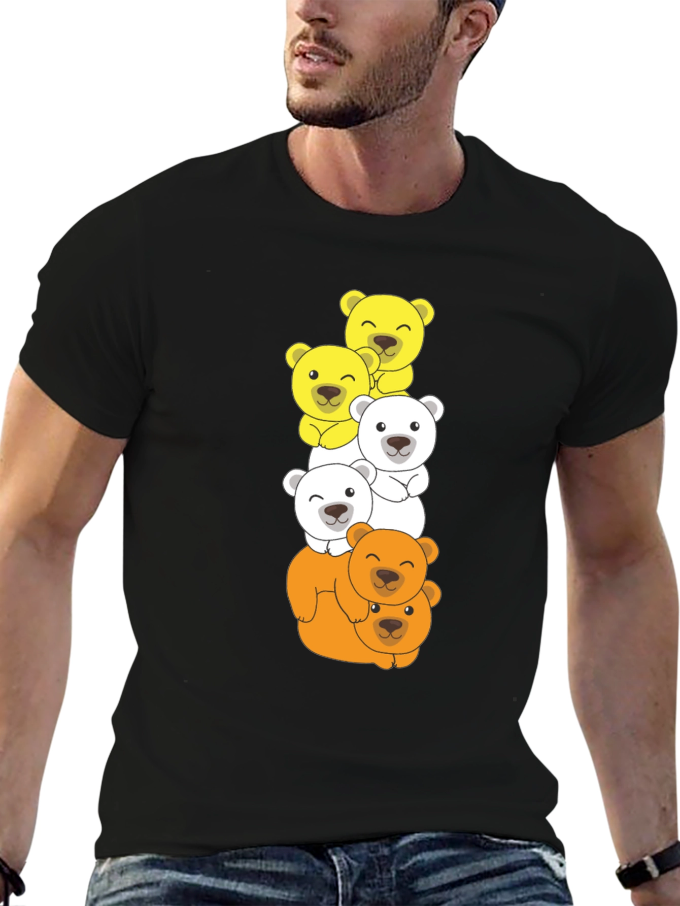 Stacked Bear T-Shirt - Cartoon Animal Tee