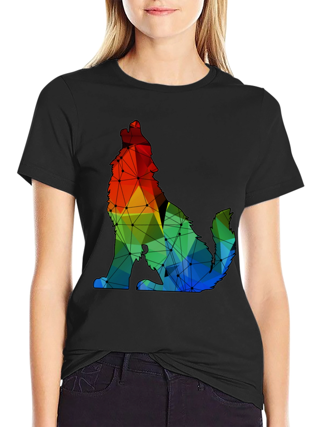 Geometric Wolf Graphic Tee - Modern Artistic Design