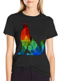 Geometric Wolf Graphic Tee - Modern Artistic Design