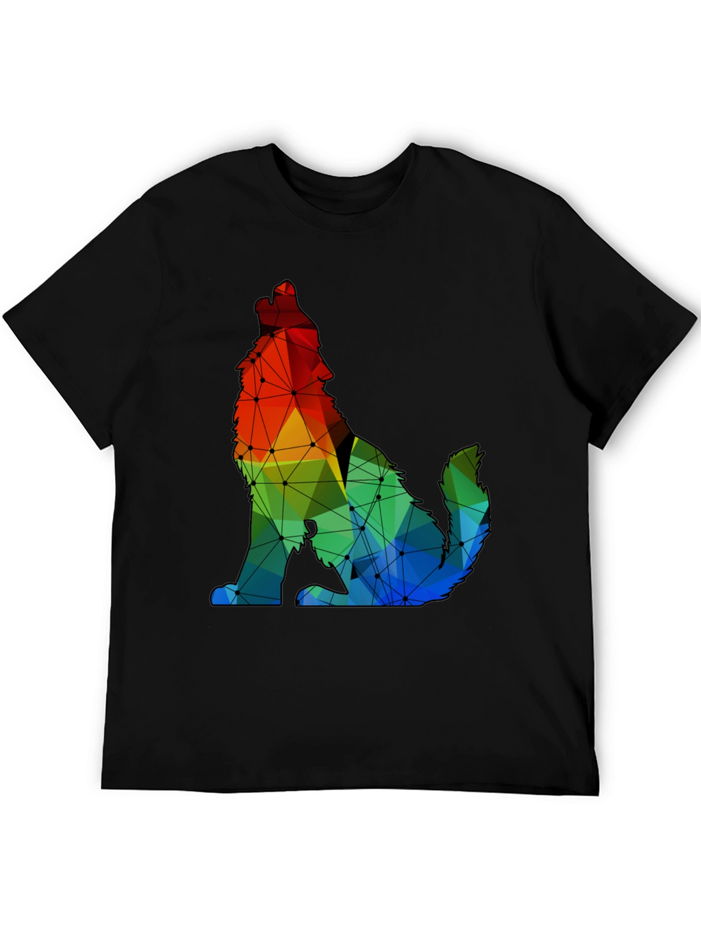 Geometric Wolf Graphic Tee - Modern Artistic Design