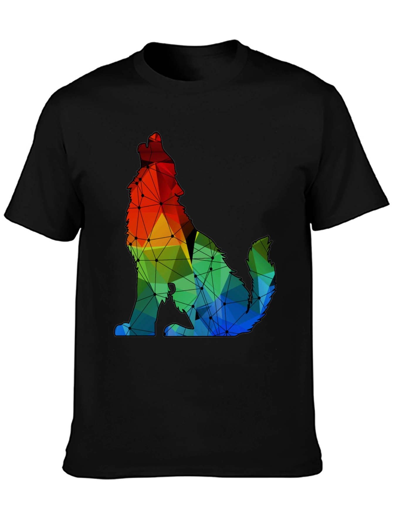 Geometric Wolf Graphic Tee - Modern Artistic Design