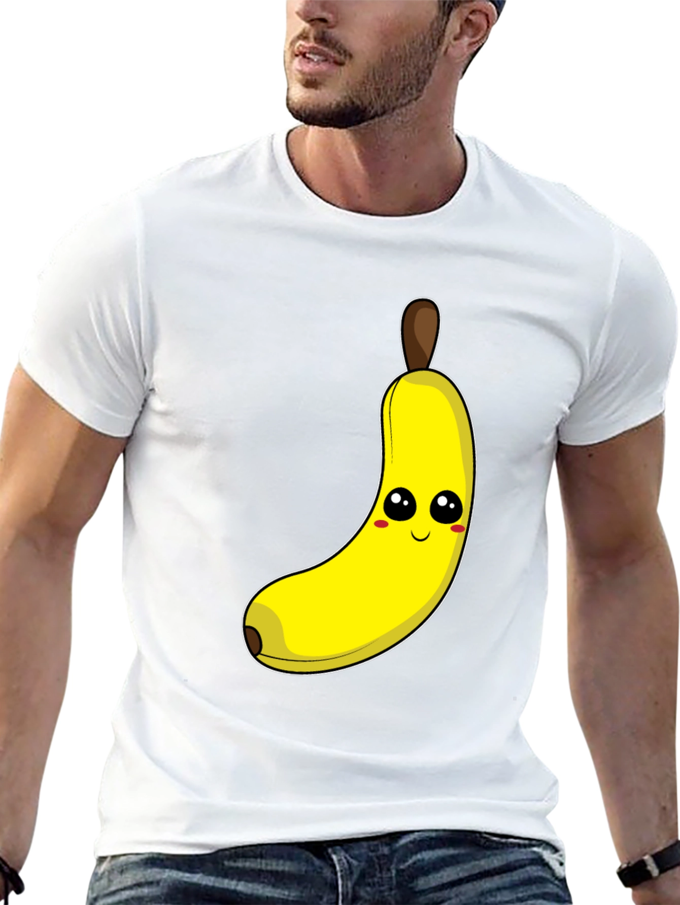 Funny Banana Cartoon Graphic Tee - Black Cotton T-Shirt