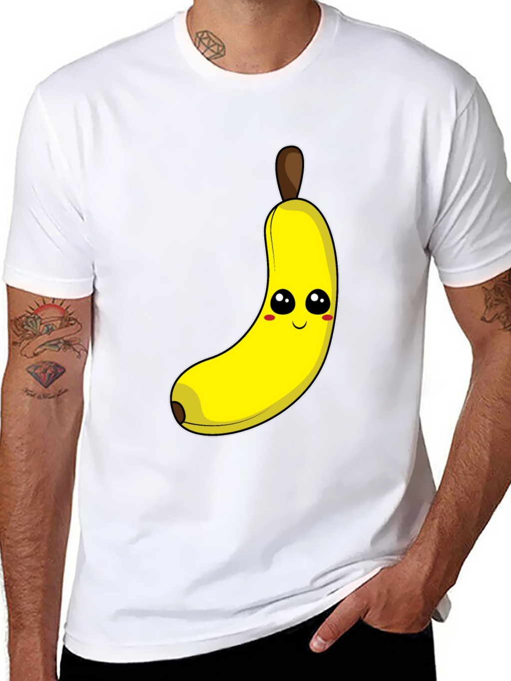 Funny Banana Cartoon Graphic Tee - Black Cotton T-Shirt