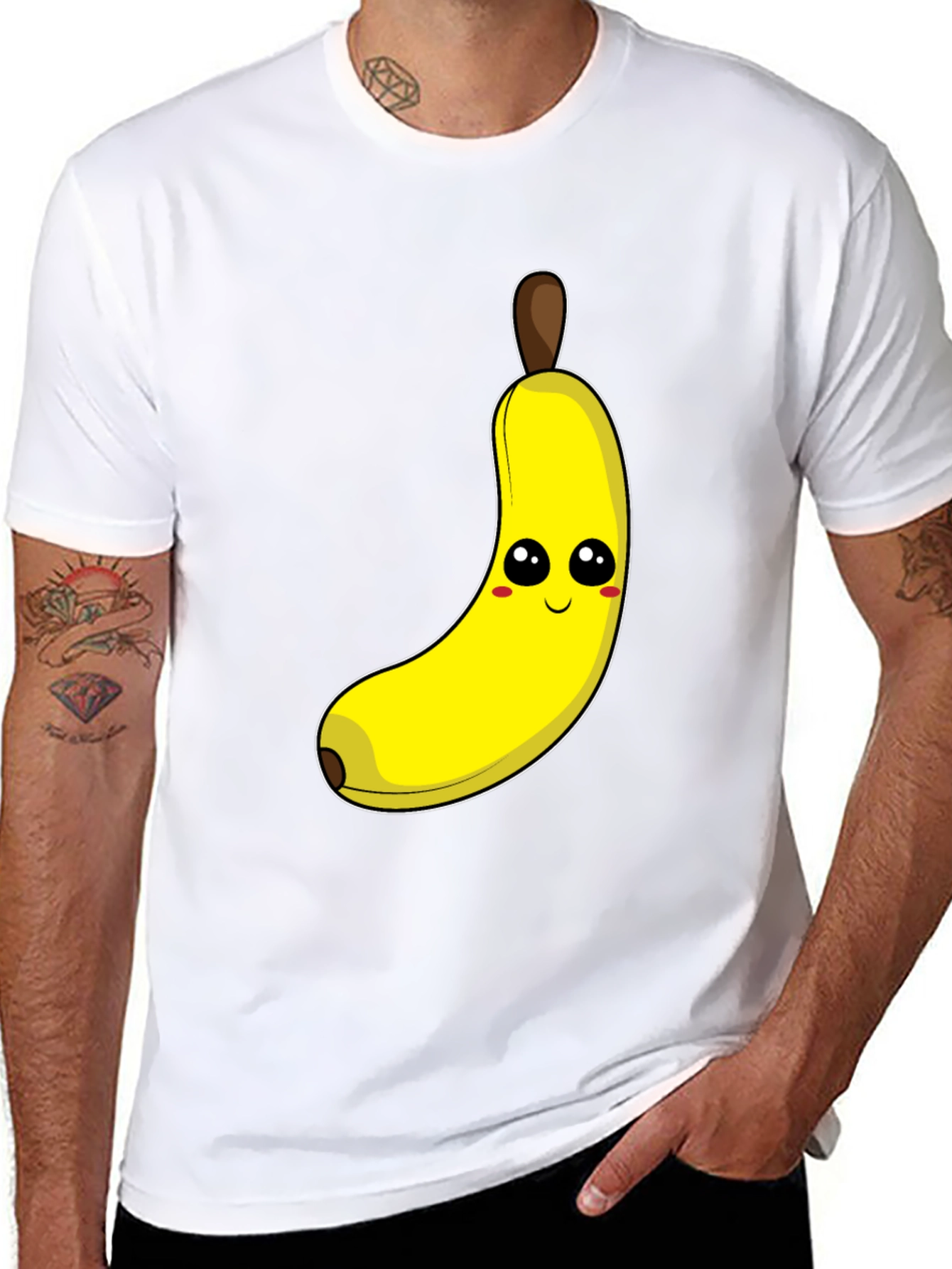 Funny Banana Cartoon Graphic Tee - Black Cotton T-Shirt