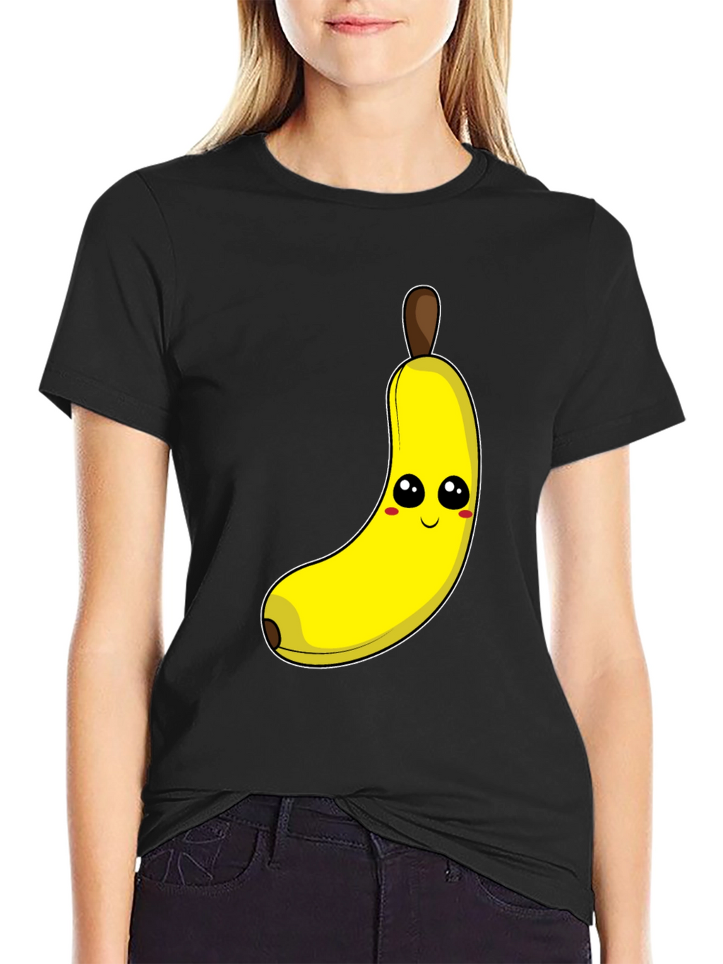 Funny Banana Cartoon Graphic Tee - Black Cotton T-Shirt