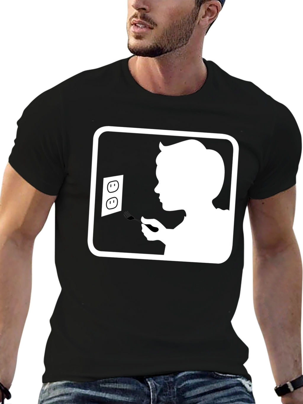 Humorous Black T-Shirt with Graphic Print