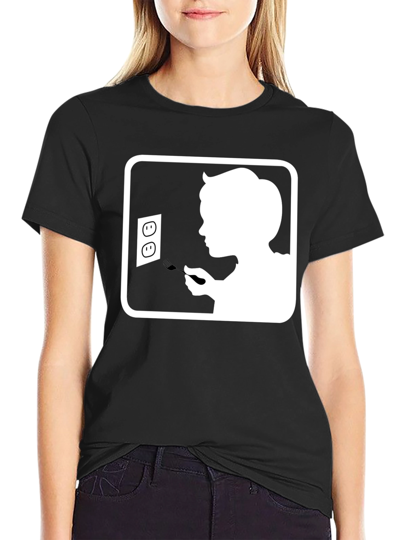 Humorous Black T-Shirt with Graphic Print