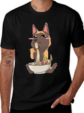 Dog Eating Ramen Graphic T-Shirt