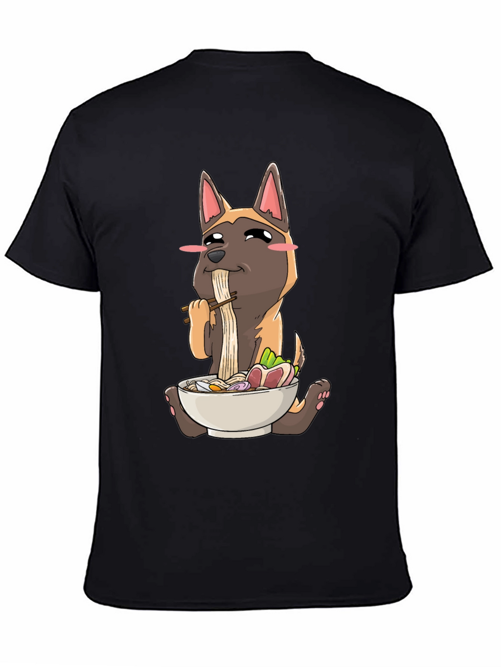 Dog Eating Ramen Graphic T-Shirt