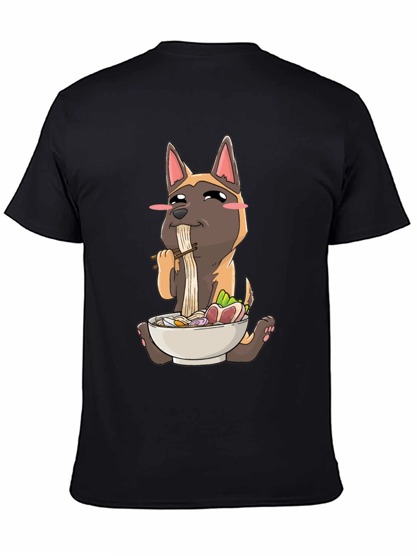 Dog Eating Ramen Graphic T-Shirt