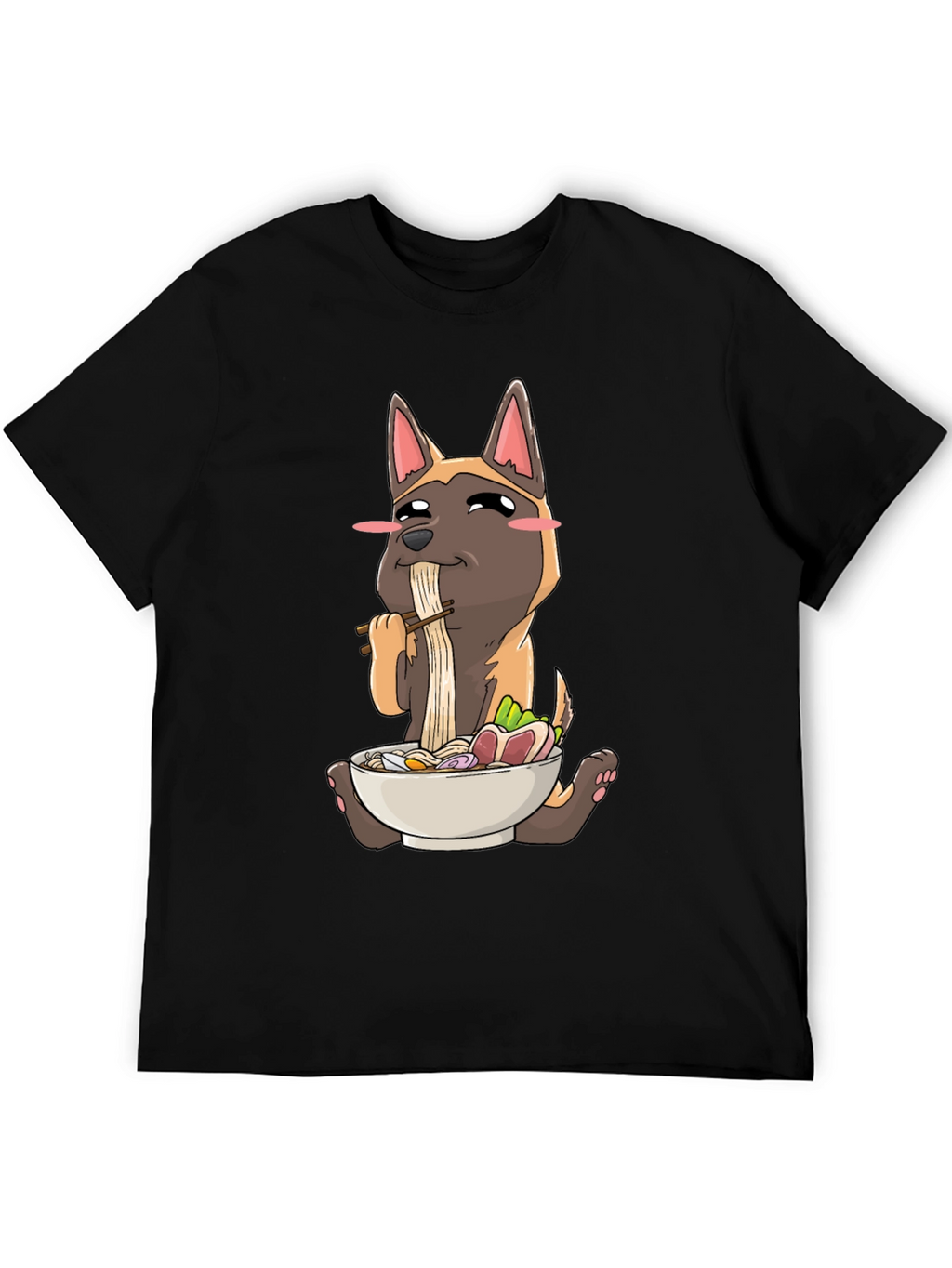 Dog Eating Ramen Graphic T-Shirt