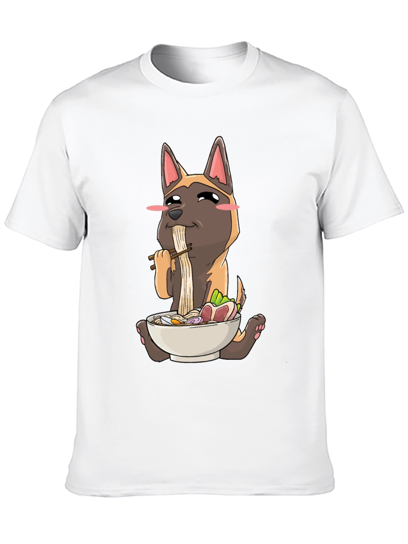 Dog Eating Ramen Graphic T-Shirt