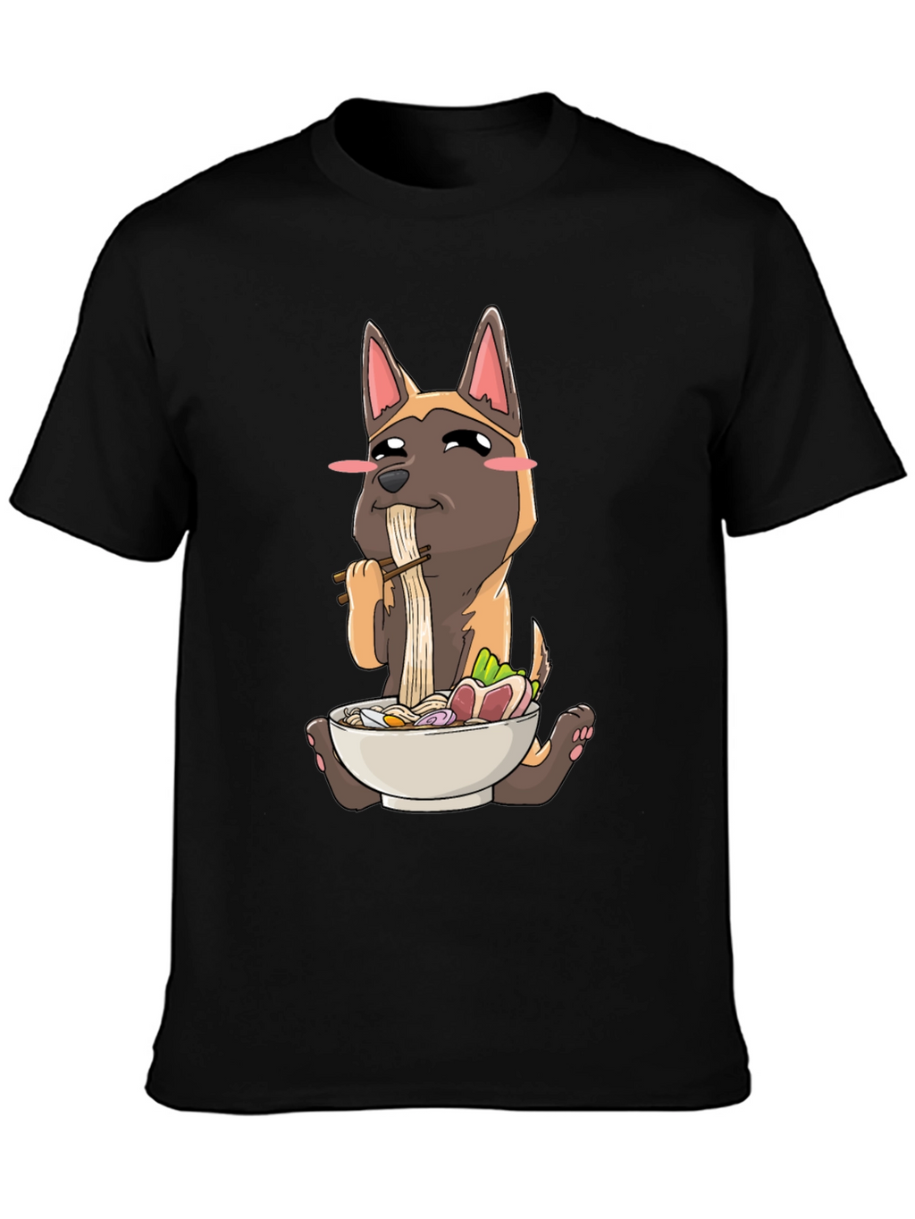 Dog Eating Ramen Graphic T-Shirt