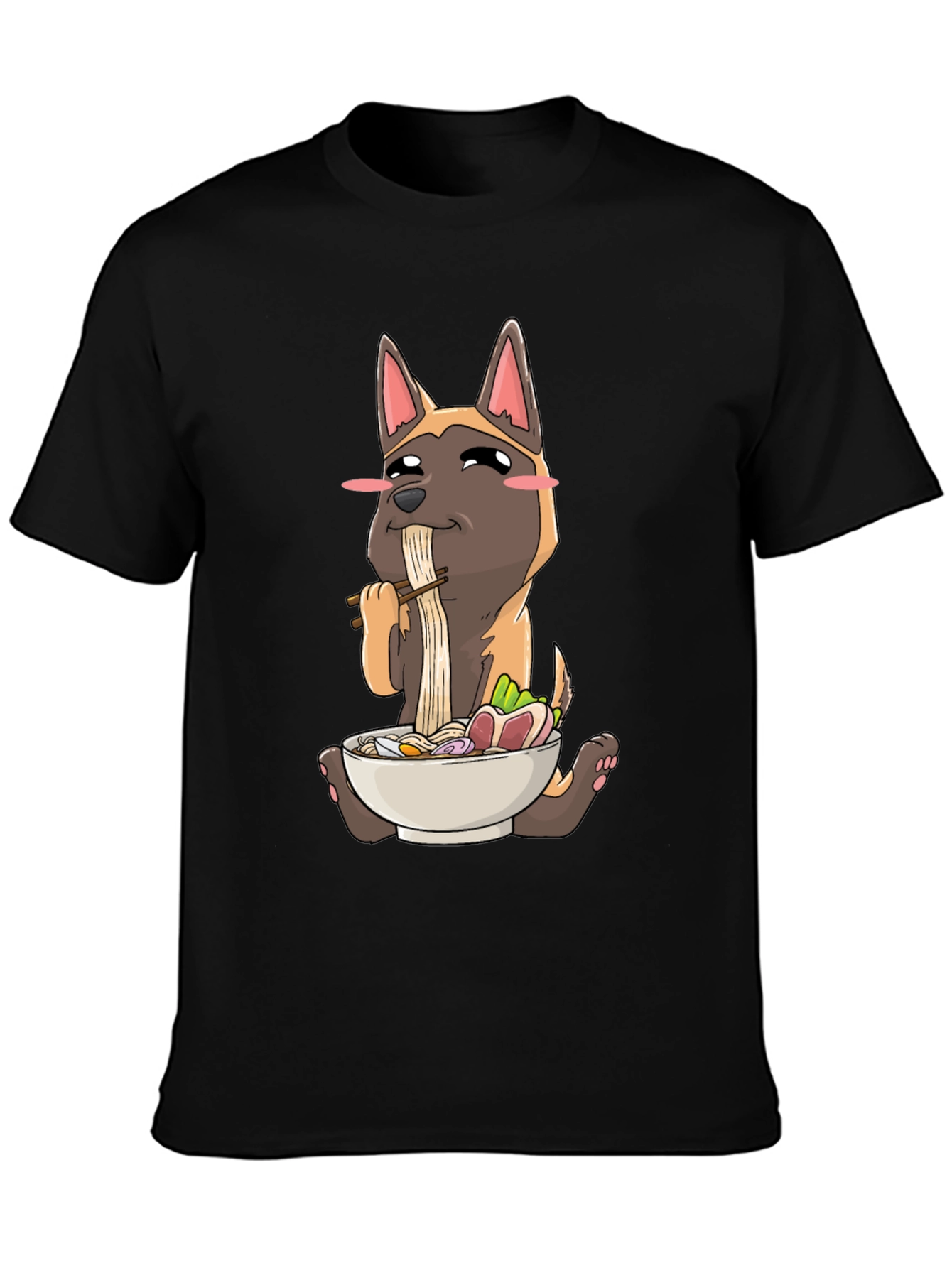 Dog Eating Ramen Graphic T-Shirt