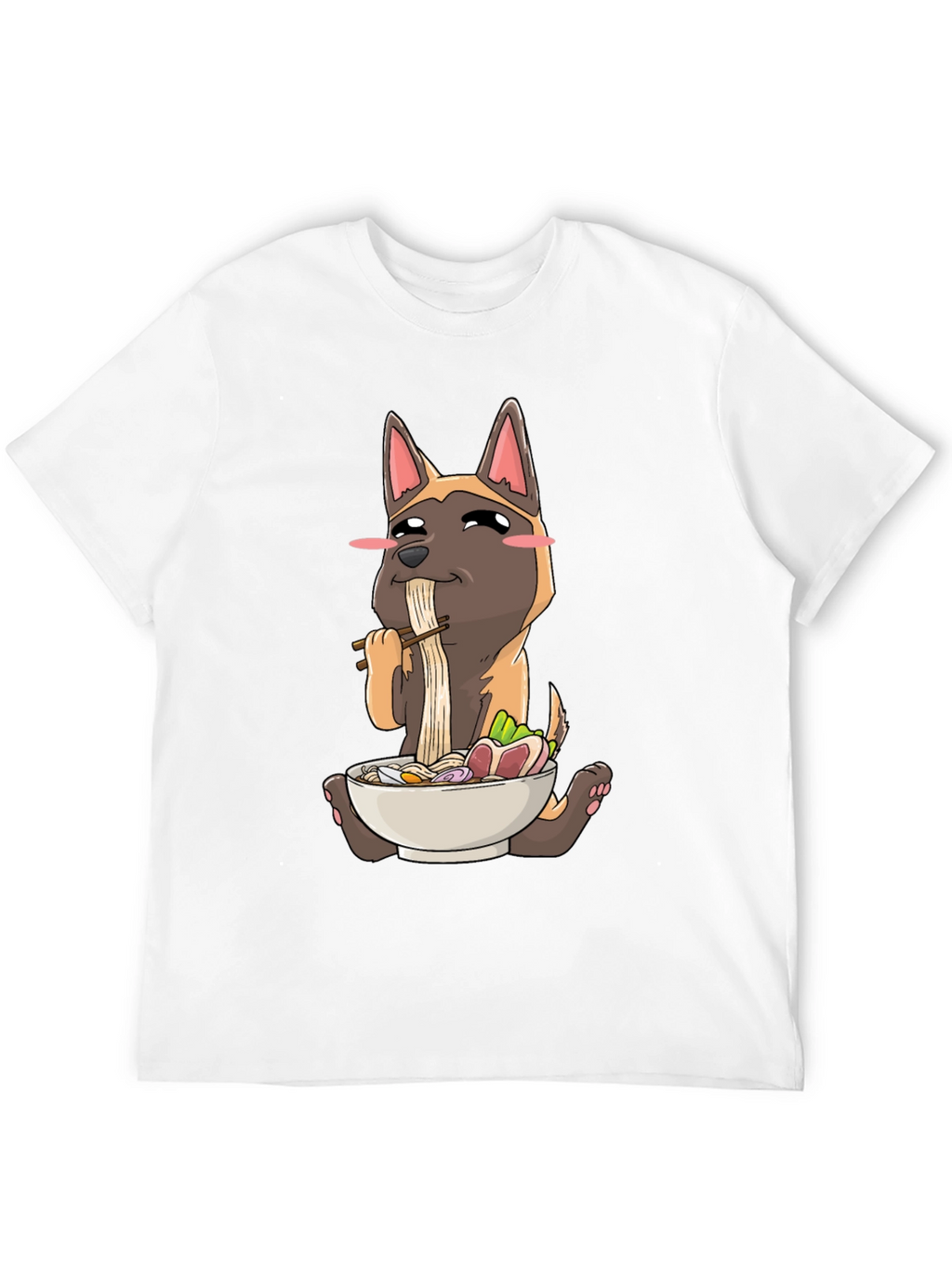 Dog Eating Ramen Graphic T-Shirt