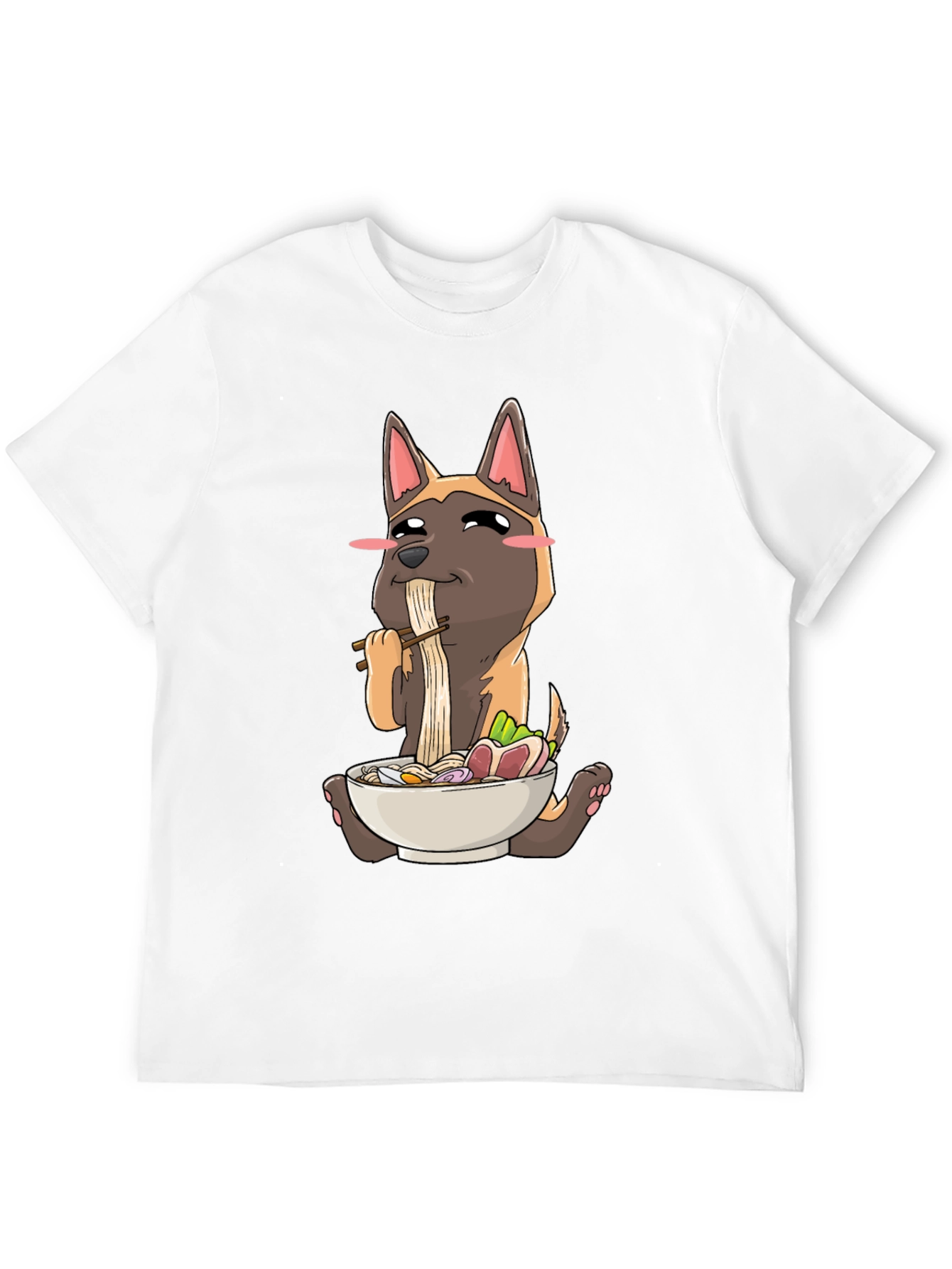 Dog Eating Ramen Graphic T-Shirt