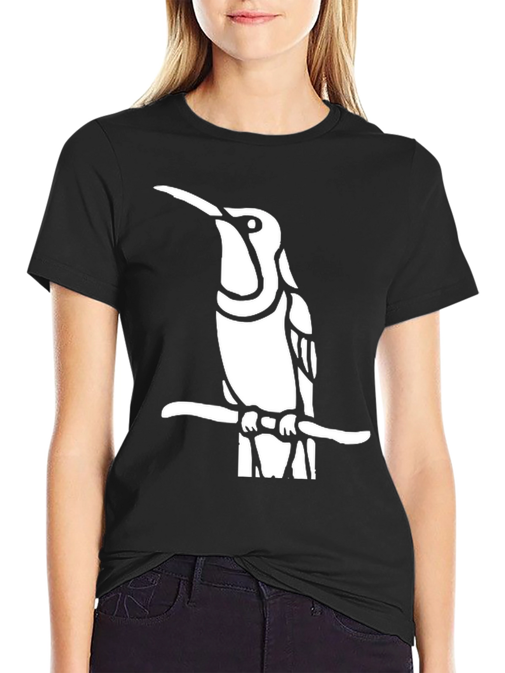 Hummingbird Graphic Tee - Black Cotton Shirt
