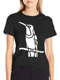 Hummingbird Graphic Tee - Black Cotton Shirt