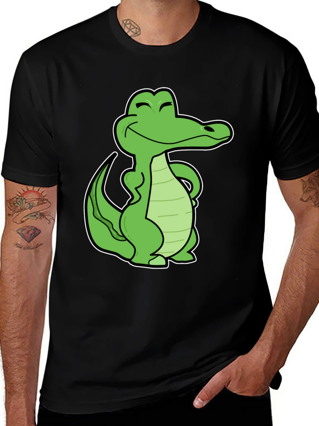 Cool Crocodile Graphic T-Shirt - Black