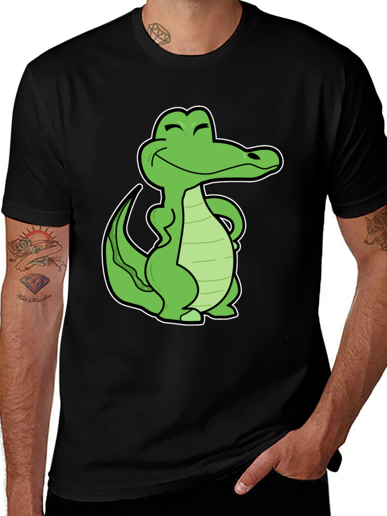 Cool Crocodile Graphic T-Shirt - Black