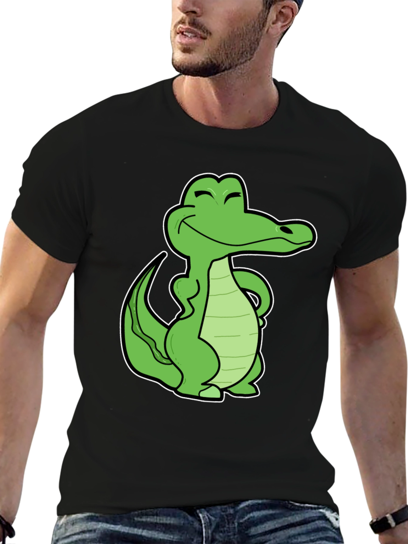 Cool Crocodile Graphic T-Shirt - Black