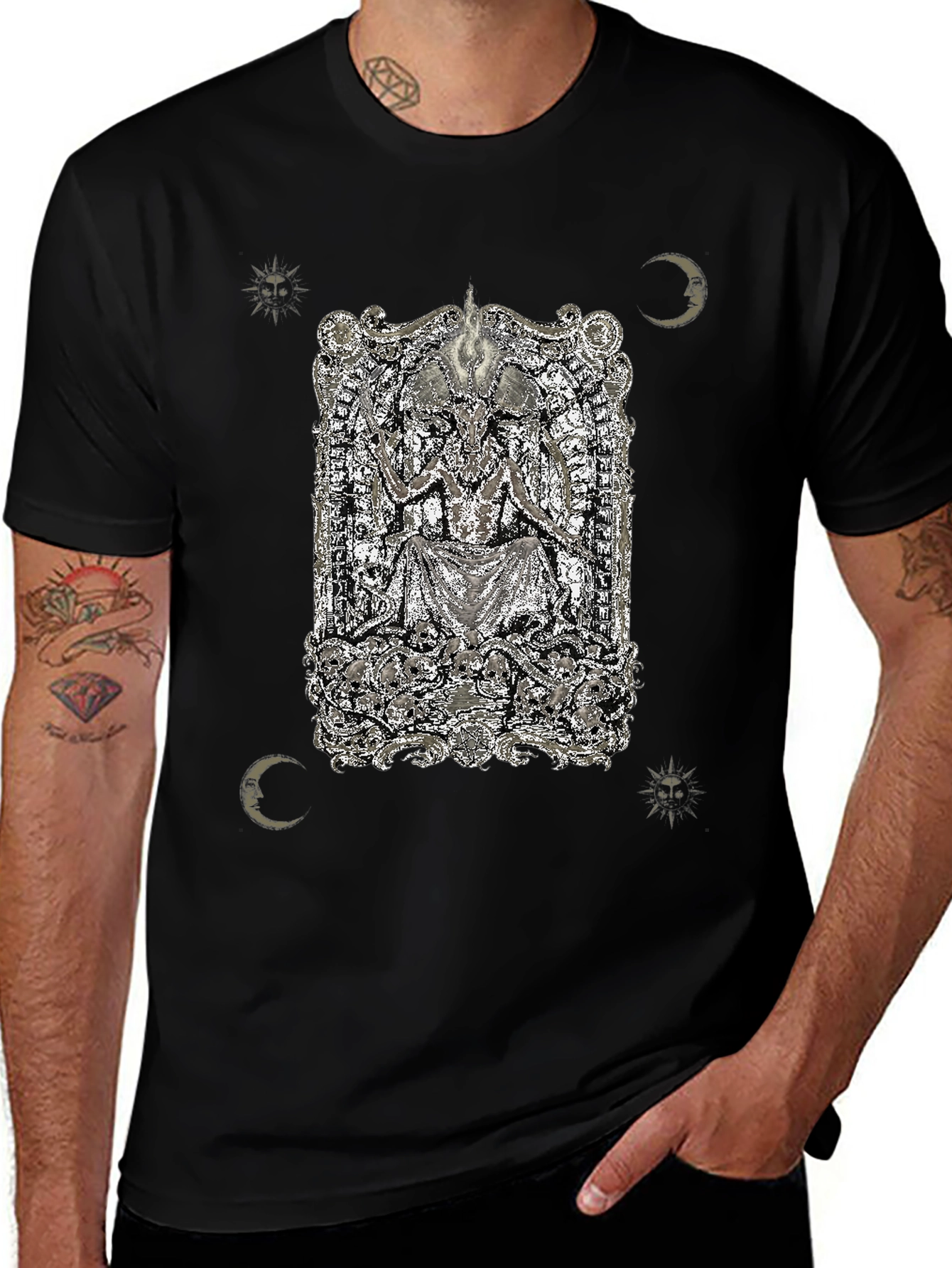 Occult Baphomet Graphic Tee - Black