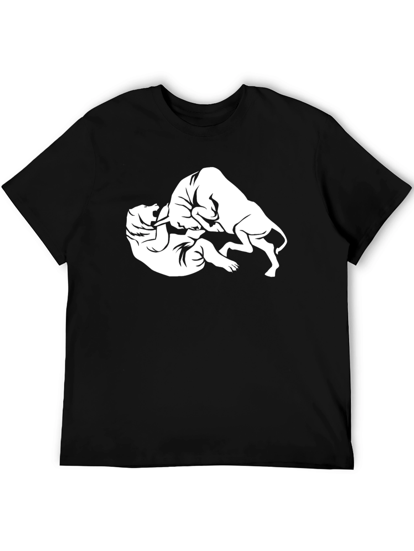 Bull vs Bear Graphic Tee - Black Cotton Blend