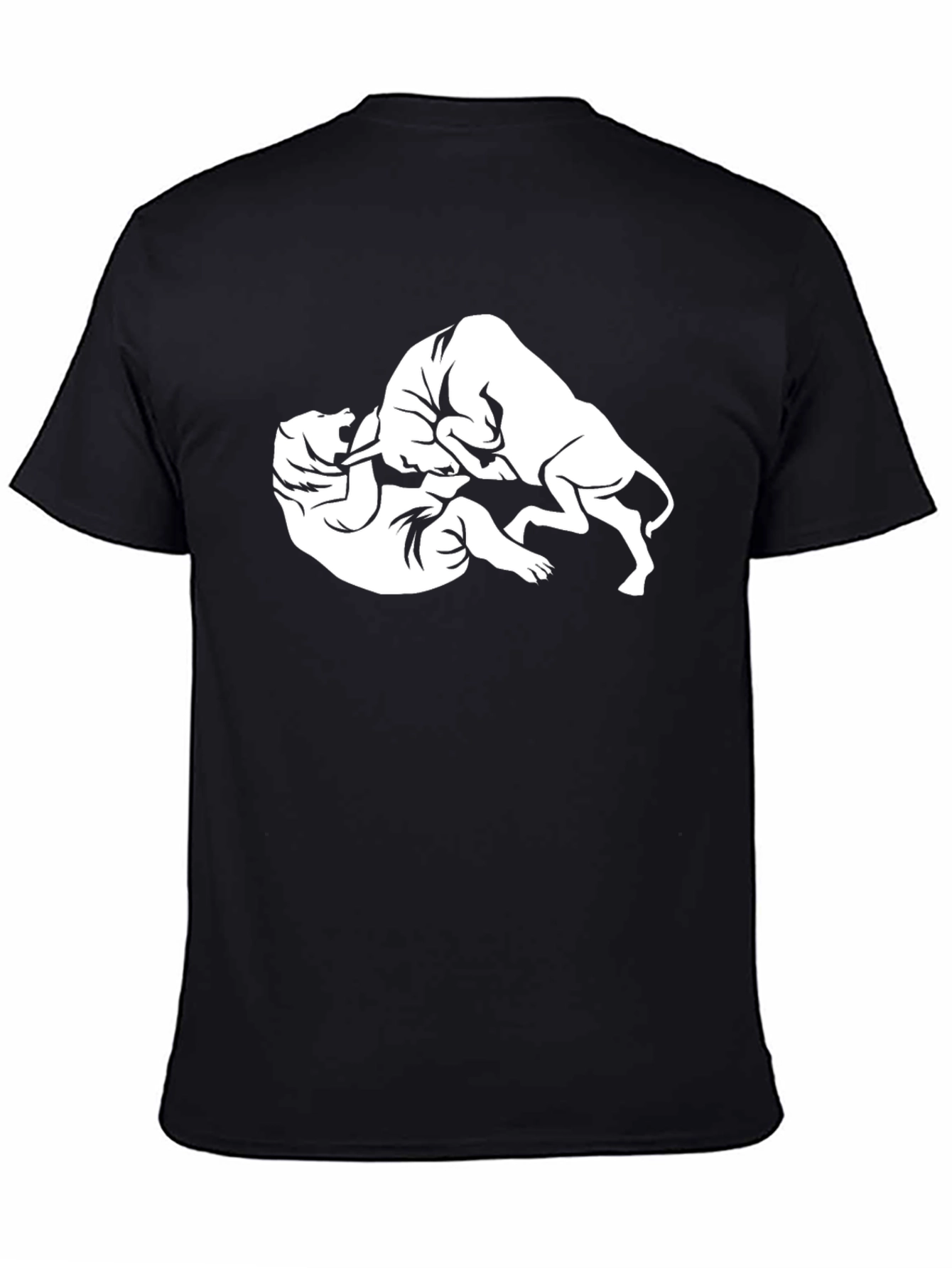 Bull vs Bear Graphic Tee - Black Cotton Blend