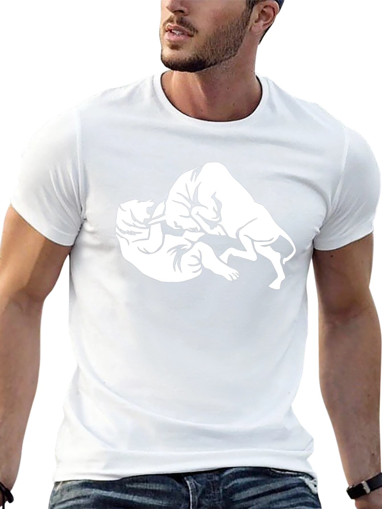 Bull vs Bear Graphic Tee - Black Cotton Blend