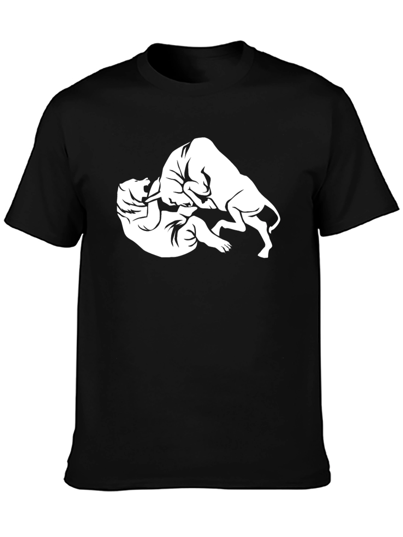 Bull vs Bear Graphic Tee - Black Cotton Blend