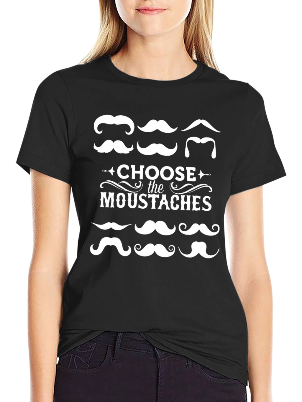 Choose The Moustaches Funny Graphic T-Shirt