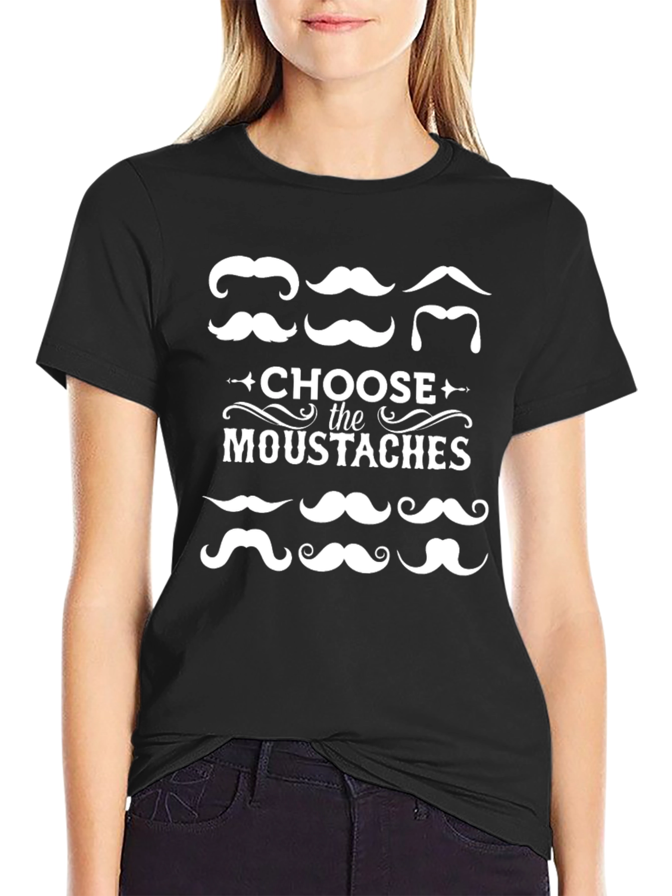 Choose The Moustaches Funny Graphic T-Shirt