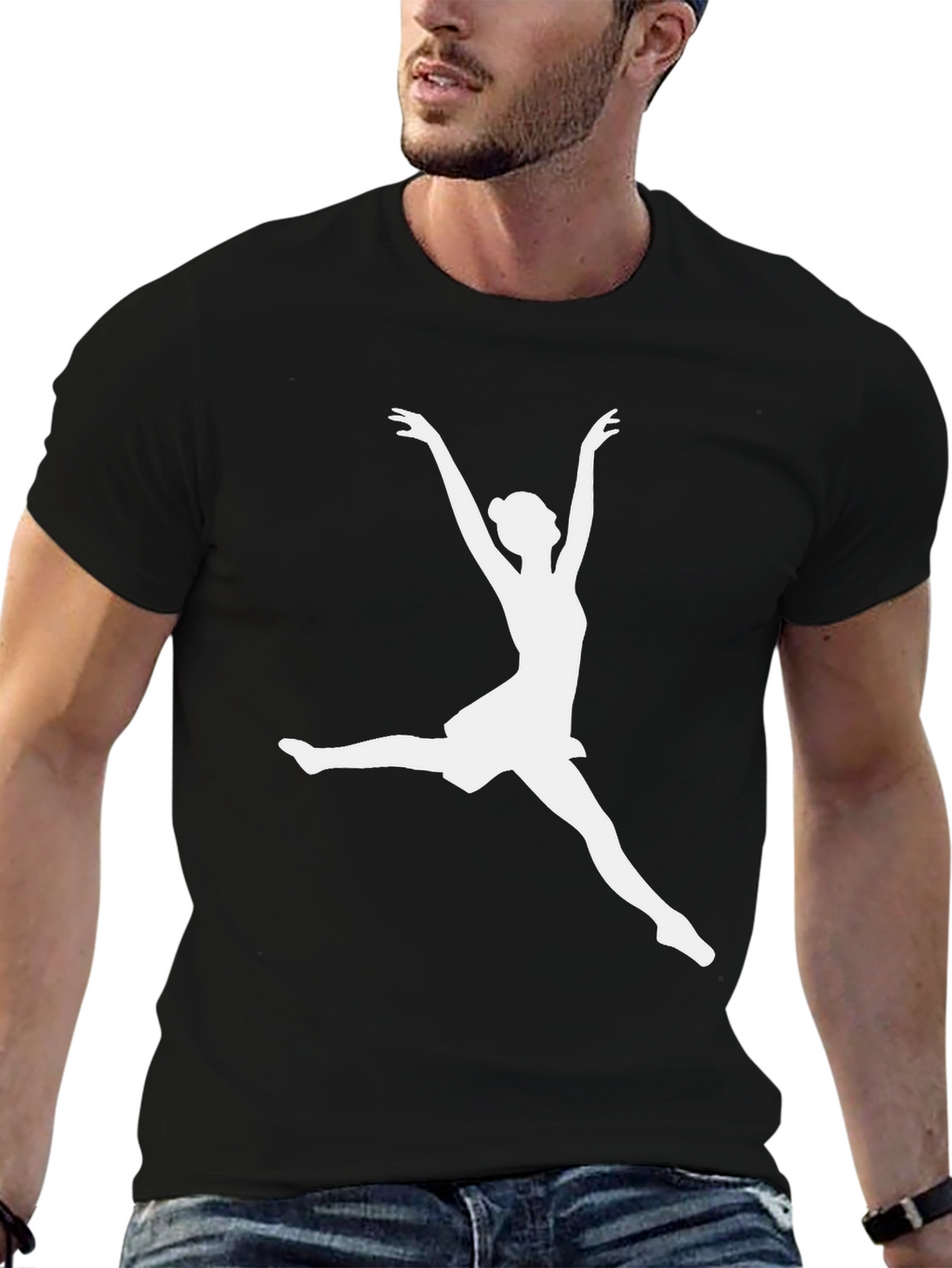 Dancer Silhouette Graphic Tee - Black Cotton Casual Shirt