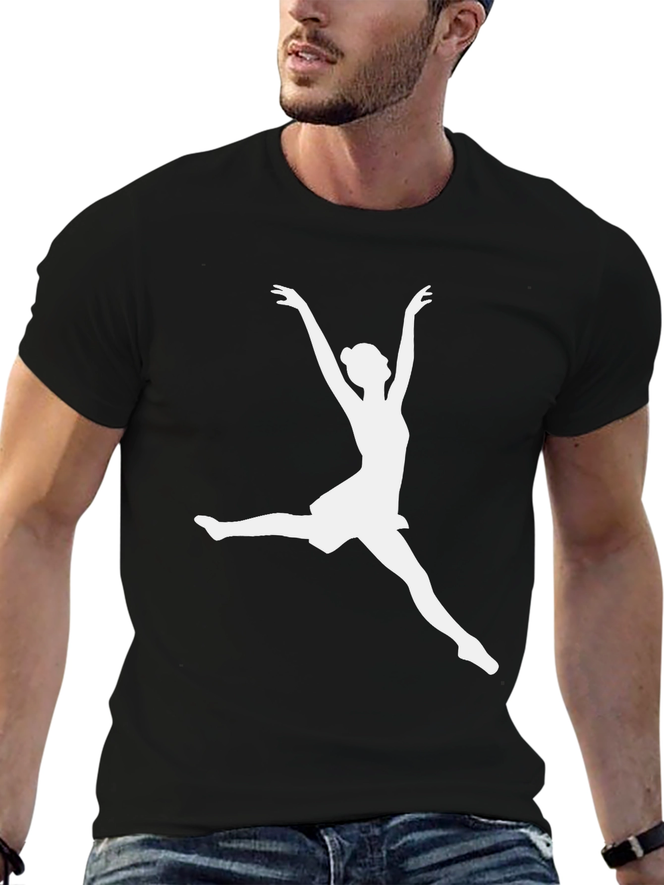 Dancer Silhouette Graphic Tee - Black Cotton Casual Shirt