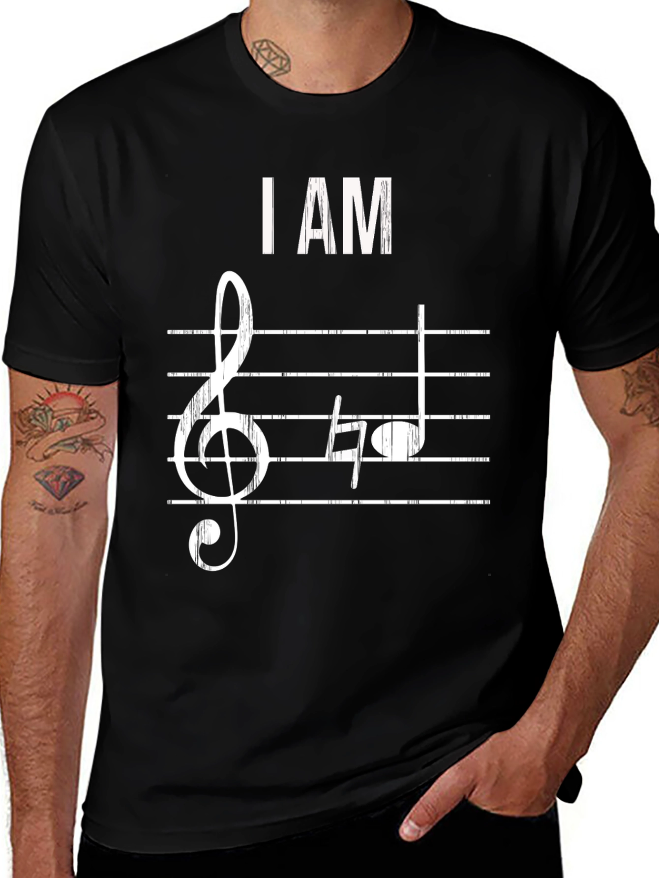 I Am Music T-Shirt - Treble Clef & Notes Design