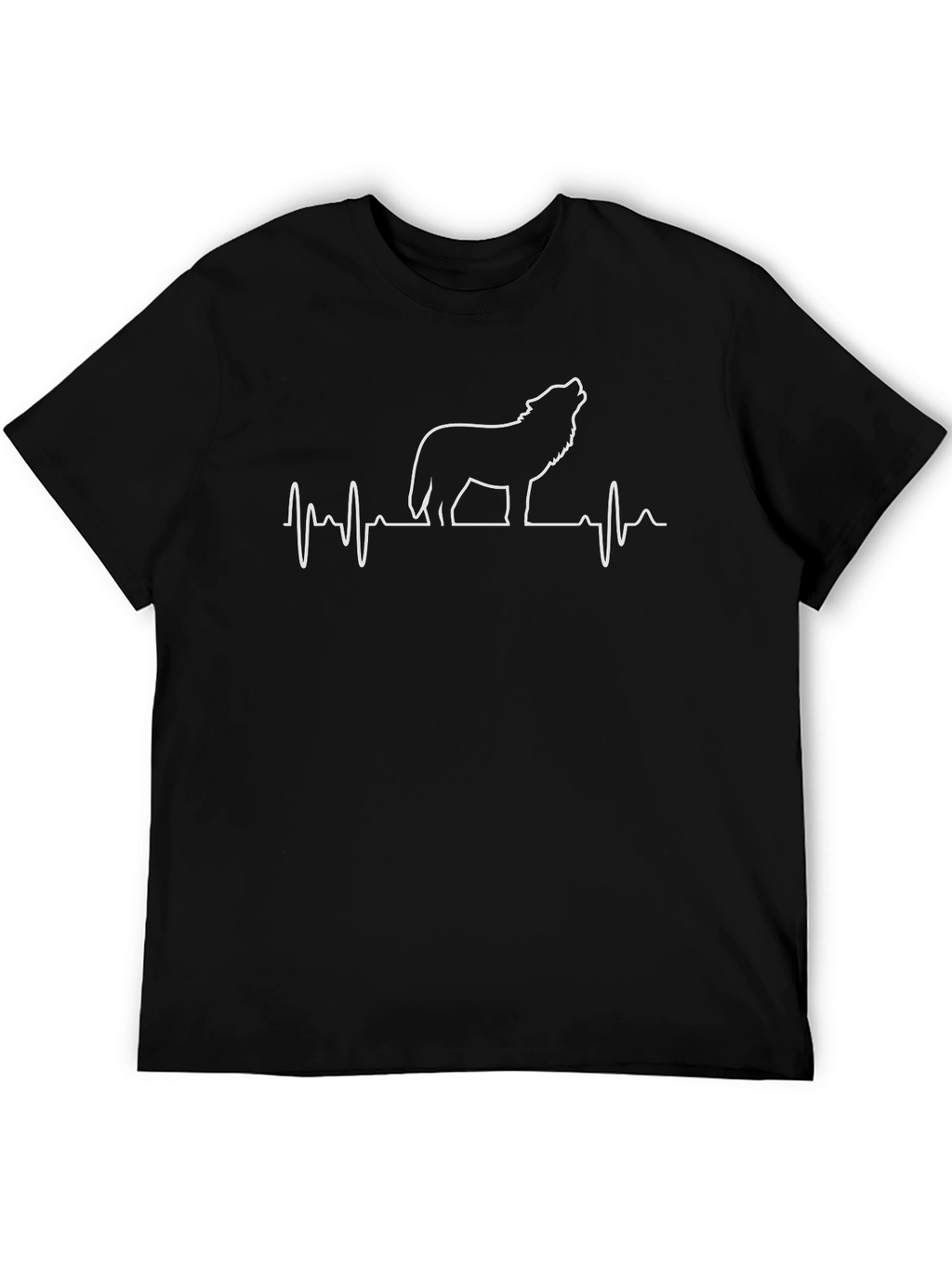 Wolf Heartbeat Graphic Print Tee - Black